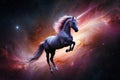 An ethereal unicorn on a nebula background AI generated