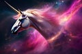 An ethereal unicorn on a nebula background AI generated