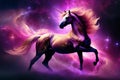 An ethereal unicorn on a nebula background AI generated