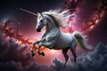 An ethereal unicorn on a nebula background AI generated Royalty Free Stock Photo