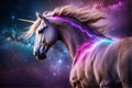 An ethereal unicorn on a nebula background AI generated