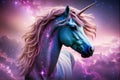 An ethereal unicorn on a nebula background AI generated Royalty Free Stock Photo