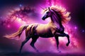 An ethereal unicorn on a nebula background AI generated