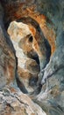 Ethereal watercolor cave landscape