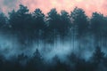 Ethereal Whispers: A Forest of Mystery in Fog Royalty Free Stock Photo