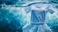 Ethereal White Clothing Submerged in Water. Generative ai