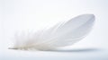 Ethereal White Feather Floating Against Stark White Backdrop. Generative ai