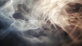 Ethereal wisps of white smoke dance across a dark backdrop