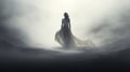 Ethereal Woman: Mysterious Silhouette Emerging From Fog Royalty Free Stock Photo