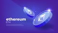 Ethereum banner. ETH cryptocurrency concept banner background