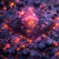 Ethereum blockchain technology, 3D rendering, Royalty Free Stock Photo