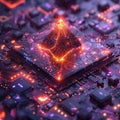 Ethereum blockchain technology, 3D rendering, Royalty Free Stock Photo
