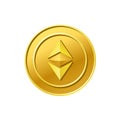 Ethereum classic crypto currency. Golden coin icon