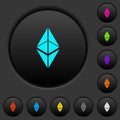 Ethereum classic digital cryptocurrency dark push buttons with color icons