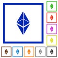 Ethereum classic digital cryptocurrency flat framed icons