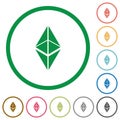 Ethereum classic digital cryptocurrency flat icons with outlines
