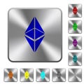 Ethereum classic digital cryptocurrency rounded square steel buttons Royalty Free Stock Photo