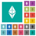 Ethereum classic digital cryptocurrency square flat multi colored icons