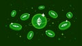 Ethereum Classic ETC coins falling from the sky. ETC cryptocurrency concept banner background