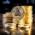 Ethereum coin ETH Golden Ethereums Cryptocurrency virtual money Generative AI Royalty Free Stock Photo