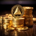 Ethereum coin ETH Golden Ethereums Cryptocurrency virtual money Generative AI Royalty Free Stock Photo