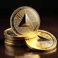 Ethereum coin ETH Golden Ethereums Cryptocurrency virtual money Generative AI Royalty Free Stock Photo