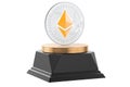 Ethereum coin golden award concept. 3D rendering