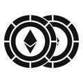 Ethereum coin icon simple vector. Digital cryptocurrency