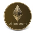 Ethereum coin isolated on the white background.