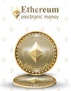 Ethereum coin Vector realistic cryptocurrency designs