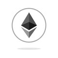 Ethereum crypto currency coin ether chrystal art icon for apps and websites. Ethereum vector logo for print of web