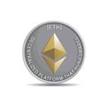 Ethereum. Crypto currency coin icon, symbol isolated on white background. Use for print products