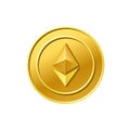 Ethereum crypto currency Golden ethereum coin icon