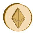 Ethereum crypto currency symbol,golden coin icon