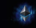 Ethereum cyiptocurrency on black. Digital illustration.