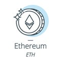 Ethereum cryptocurrency coin line, icon of virtual currency Royalty Free Stock Photo