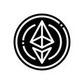 ethereum cryptocurrency glyph icon vector illustration