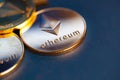 ethereum cryptocurrency golden coin Royalty Free Stock Photo