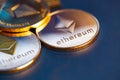 ethereum cryptocurrency golden coin Royalty Free Stock Photo