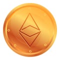 Ethereum cryptocurrency icon, cartoon style