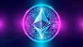 Ethereum cryptocurrency, virtual money concept.