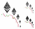 Ethereum deflation chart Mosaic Icon of Uneven Parts