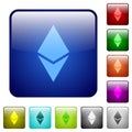 Ethereum digital cryptocurrency color square buttons