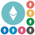 Ethereum digital cryptocurrency flat round icons