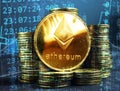 Ethereum ETH coins. Crypto stock exchange. Royalty Free Stock Photo