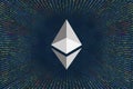 Ethereum, ETH cryptocurrency symbol. A tunnel from a computer program code. Programmer Strings of code, Javascript, CSS and PHP. Royalty Free Stock Photo