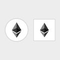 Ethereum ETH vector icon isolated on white. Cryptocurrency, e-currency payment crypto currency blockchain sign. Black logo, flat Royalty Free Stock Photo