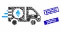 Ethereum Express Car Mosaic and Grunge Rectangle Seals