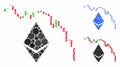 Ethereum fall chart Mosaic Icon of Circles