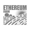 Ethereum Farm logo. Miners sign. Arable land and farm lands Cryptocurrency is growing